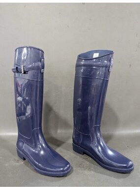 Lauren Ralph Lauren Rossalyn II Navy Rain Boots Size 8 Waterproof Glossy